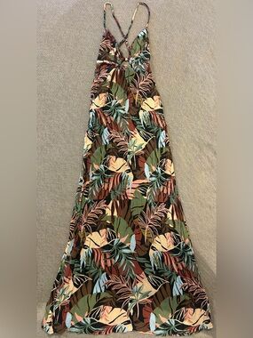 Volcom Tropical Leaf Maxi Dress - Green, Brown, Blue